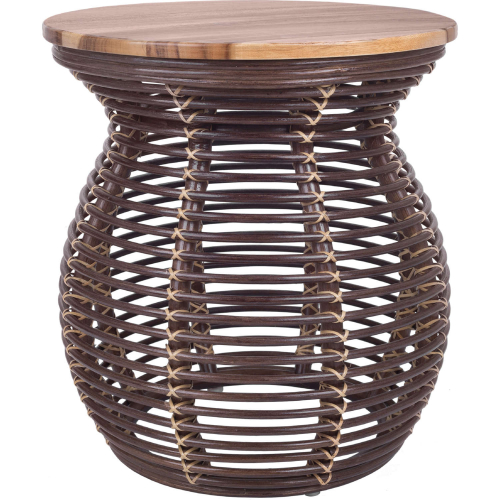 Quito Side End Table in Paloma Brown Wood & Rattan